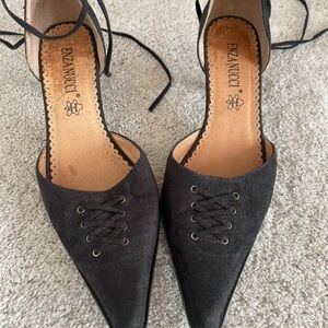 Enzanucci Women's Elegant Black Lace-Up Heels